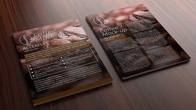 A5 Leaflet Mockup on a Realistic Wooden Surface