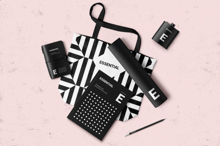 Essential Stationery and Branding Mockup Set with Paper Bag