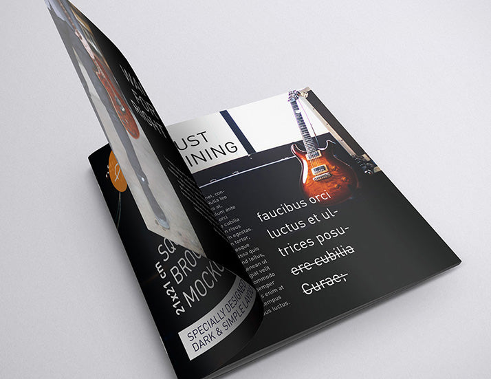 Black Square Brochure Mockup Set in 7 Angles