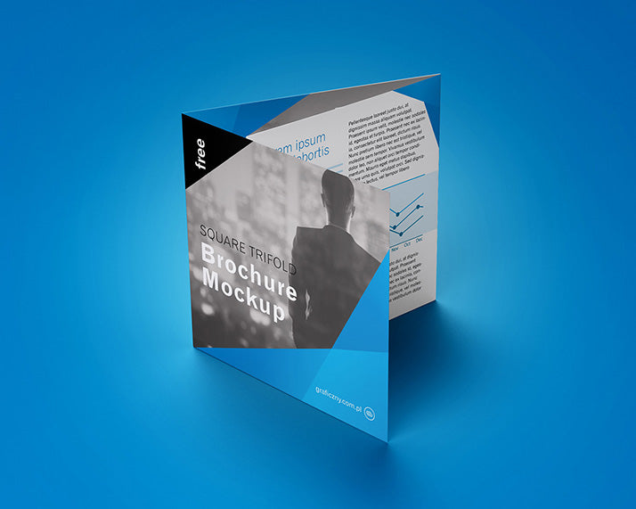 6 Angles of Trifold Square Brochure Mockup