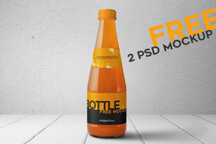 Juice Glass Bottle PSD Mockups