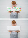 Woman Holding a Delivery Box (PSD Mockup)