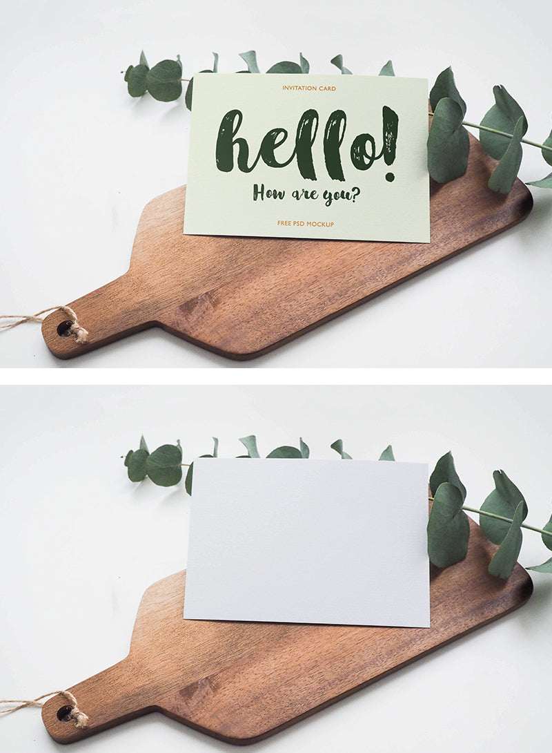 Invitation Card Mockup with Leafs