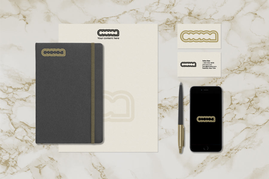 Multipurpose Stationery Mockup with Marble Background