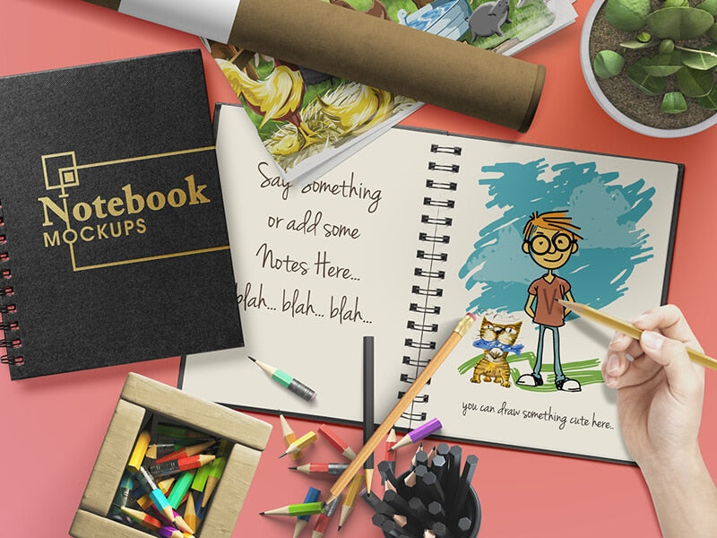 Customizable Notebook or Sketchbook Mockups