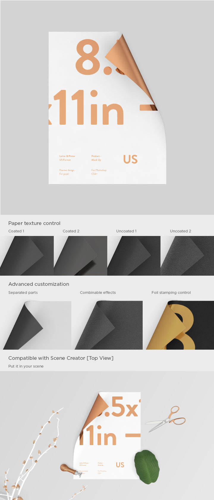 Folded Flyer Paper Us (Mockup)