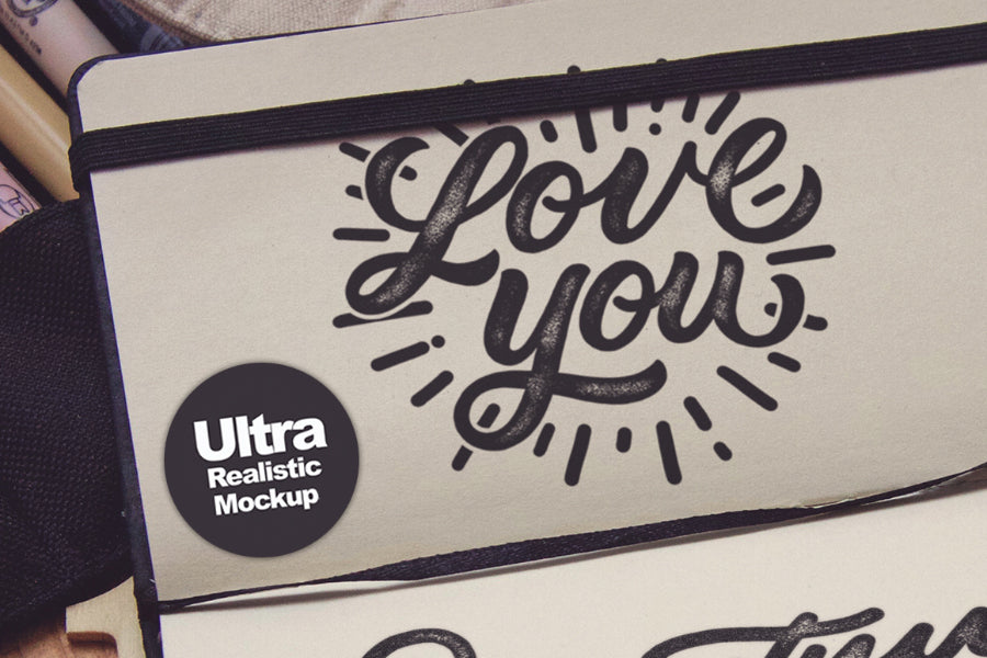 Artistic Notebook PSD Mockup with Effects