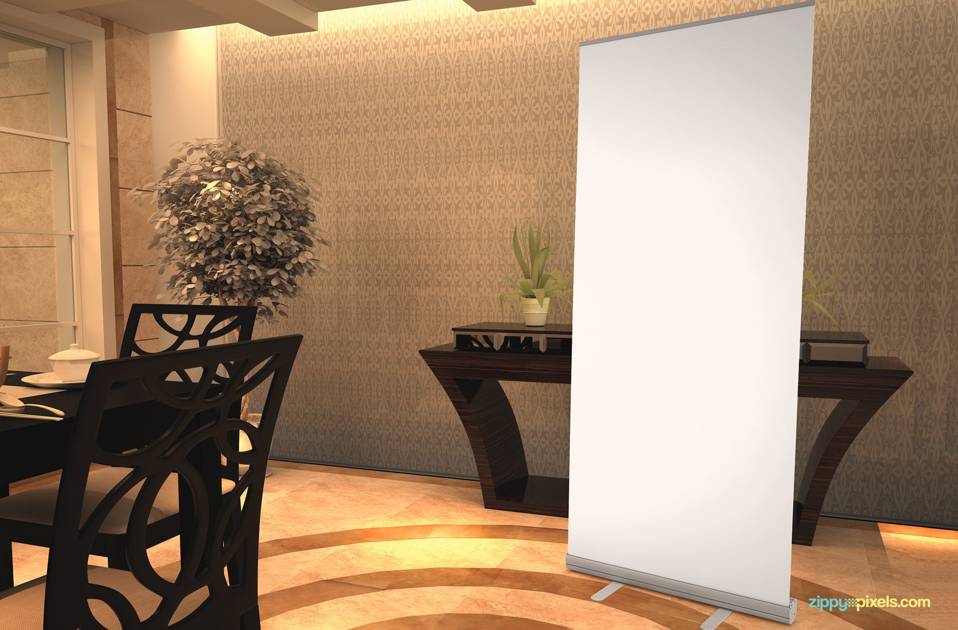 Roll Up Banner Advertisement Mockup