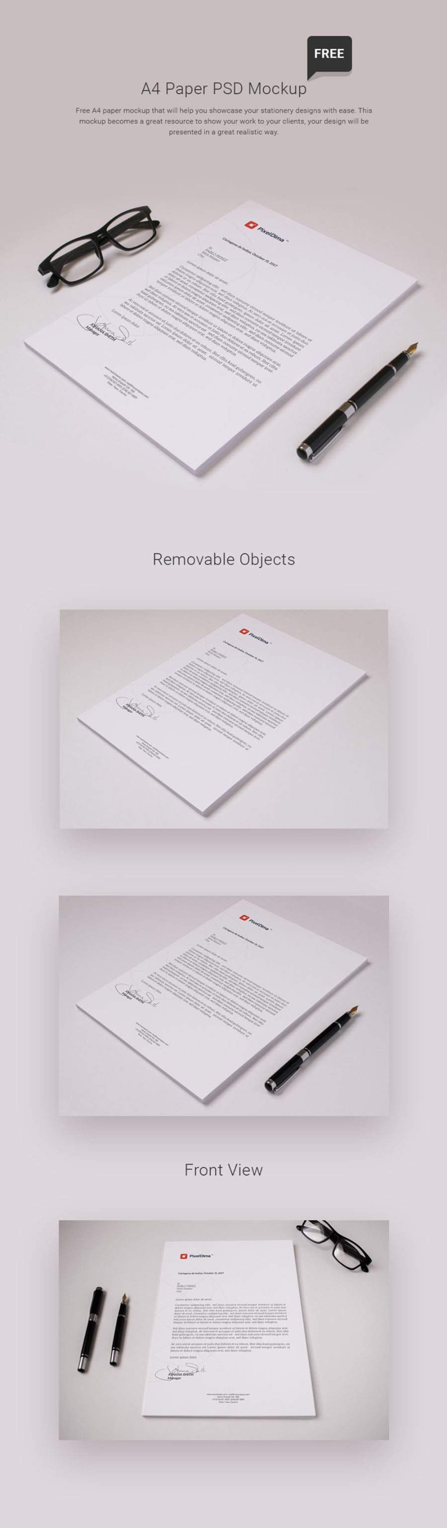 Isometric Stationery A4 Paper PSD Mockup