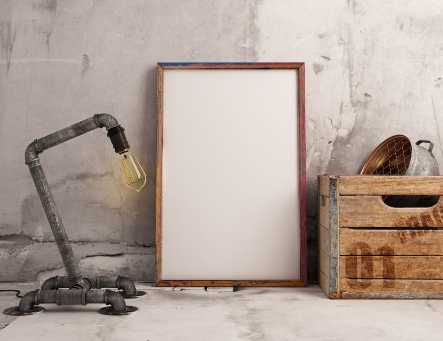 Premium Frame Mockup with Industrial Lamp