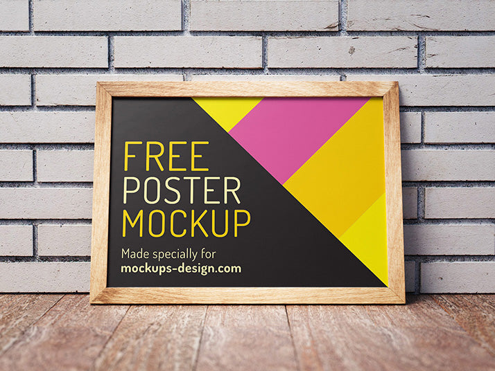 2 Shots of Wooden Frame or Poster Mockups