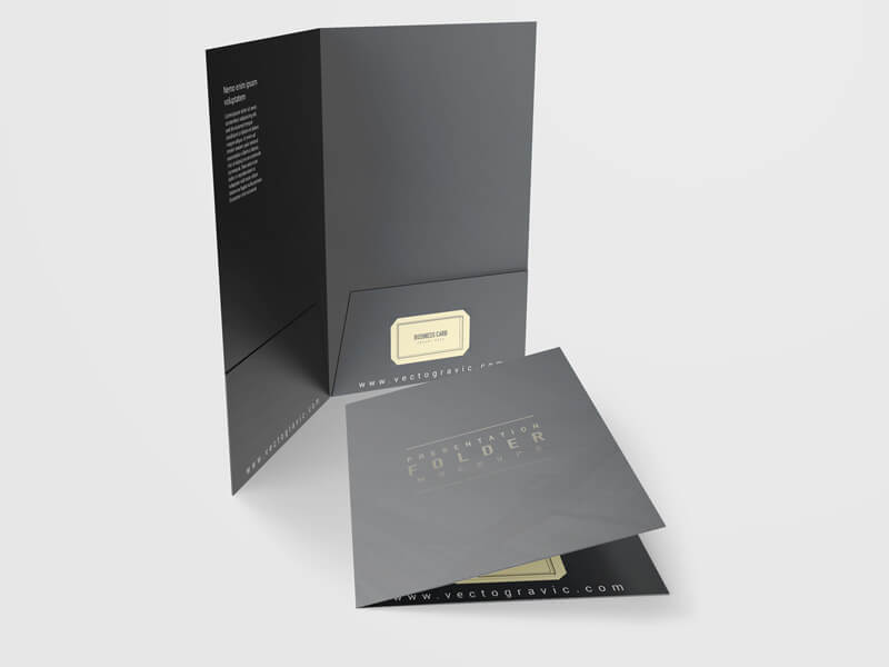 Two Black Presentation Folder Mockups