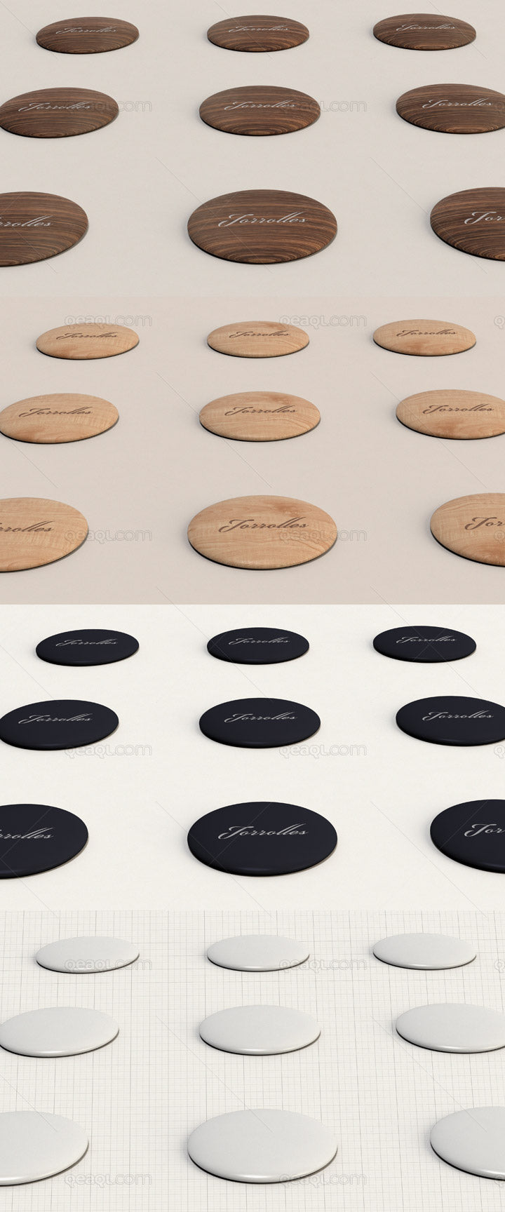 Pins Mockup with 2 Kind of Textures: Wood and Plastic