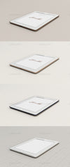 Side Angle View of iPad Mockup on a Plastic or Wooden Surface
