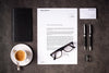 Overhead Look on Business Stationery Paper Mockup