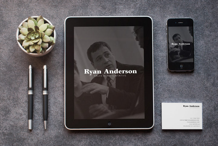 Business Style Stationery Mockup with iPad