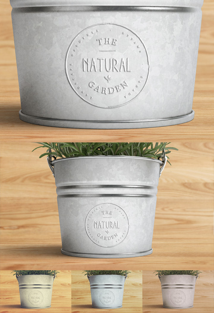 Photorealistic Metallic Flower Pot Mockup