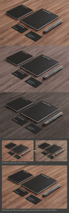 Business Scene with Business Card and Notebook Mockups