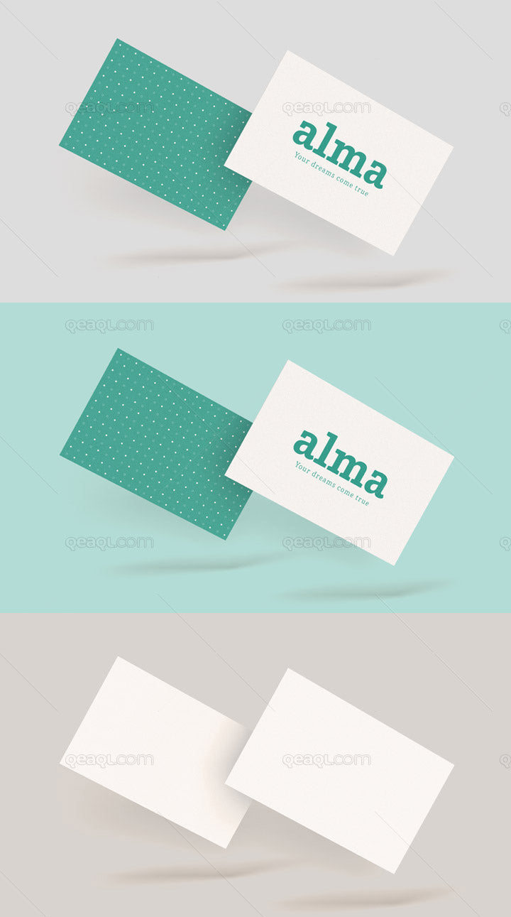 Set of 3 White Business Card Mockups