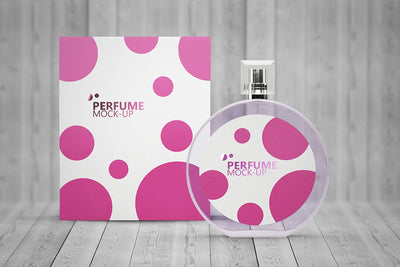 Perfume Mock-Up Packaging Set Glass Bottle and Paperboard Package