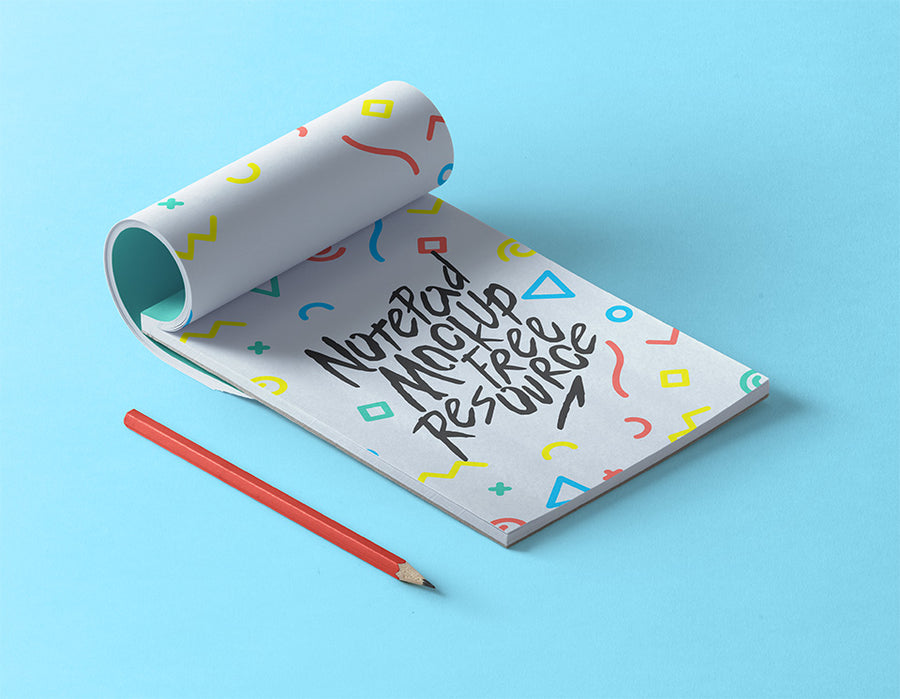 Isometric Side View of Psd Notepad Mockup