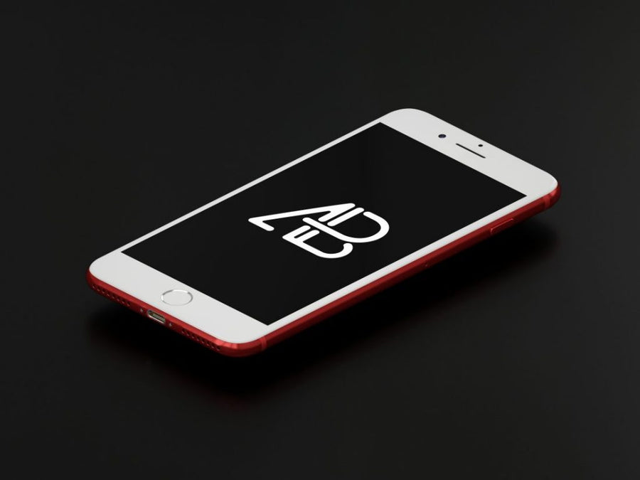 Product Red iPhone 7 Plus PSD Mockup