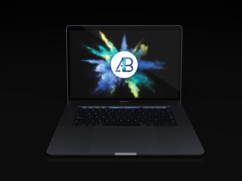 Realistic 2016 Space Grey Macbook Pro Mockup