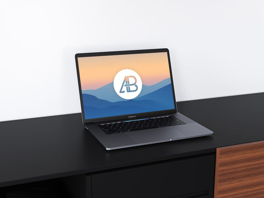 Realistic Space Grey MacBook Pro Mockup in Home Office