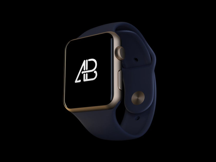 Realistic Black Apple Watch Series 2 Mockup