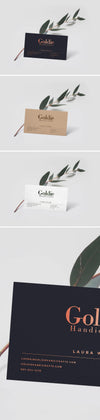 Realistic Business Card Mockup PSD with Leaf