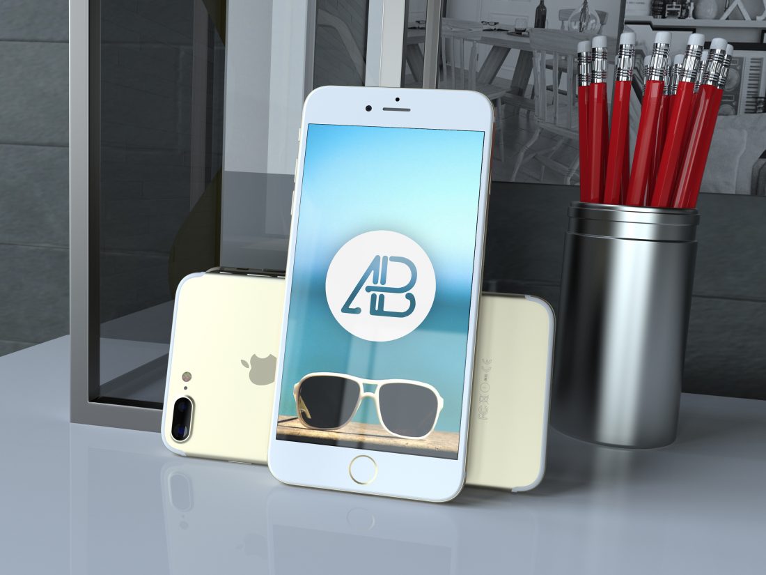 Realistic Gold iPhone 7 Plus Mockup