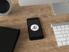 Realistic Jet Black iPhone 7 Plus Mockup Office Scene