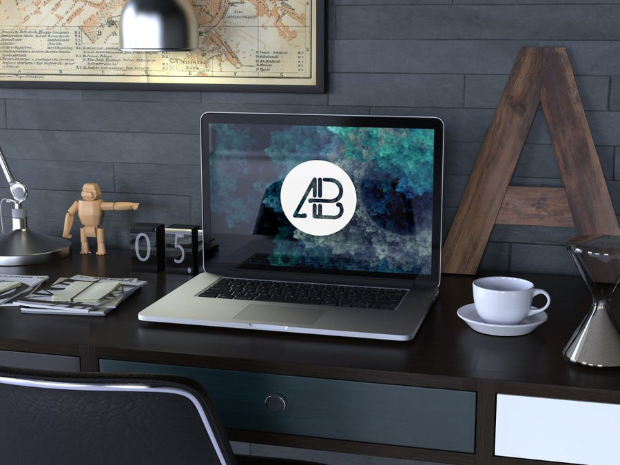 Realistic Retina Macbook Pro Mockup Artistic Office
