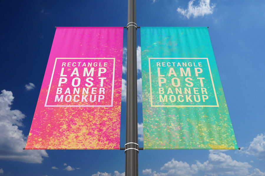 Rectangle Lamp Post PSD Mockup