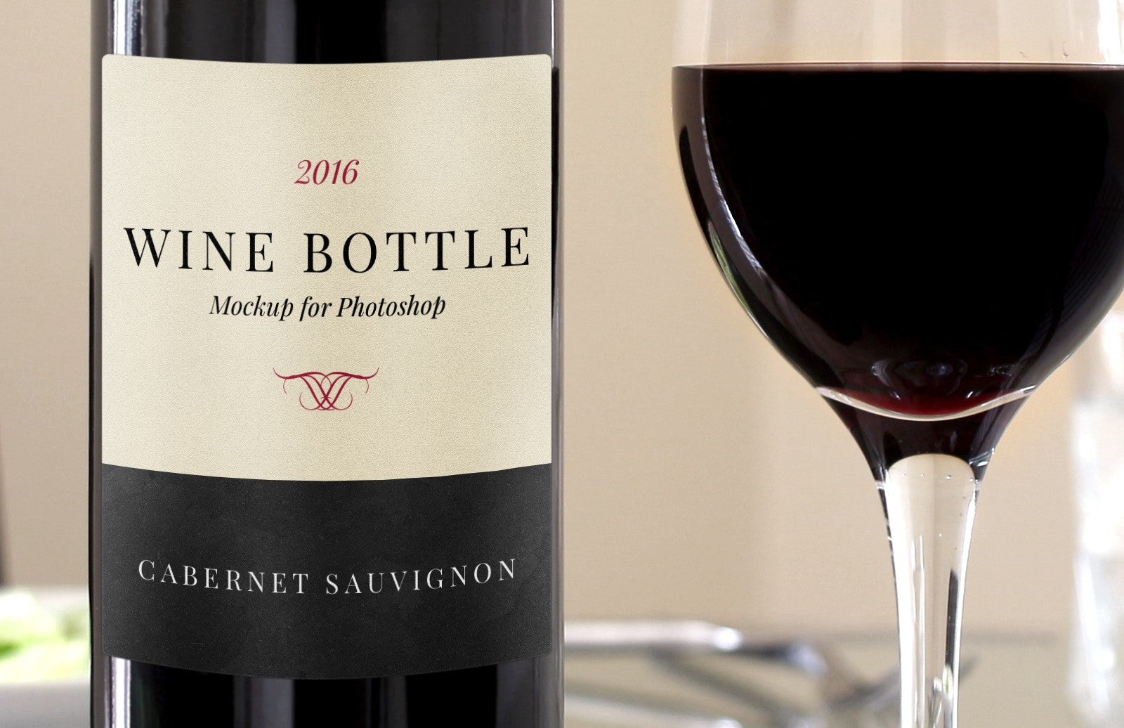 Red Wine Bottle Scene Mockup