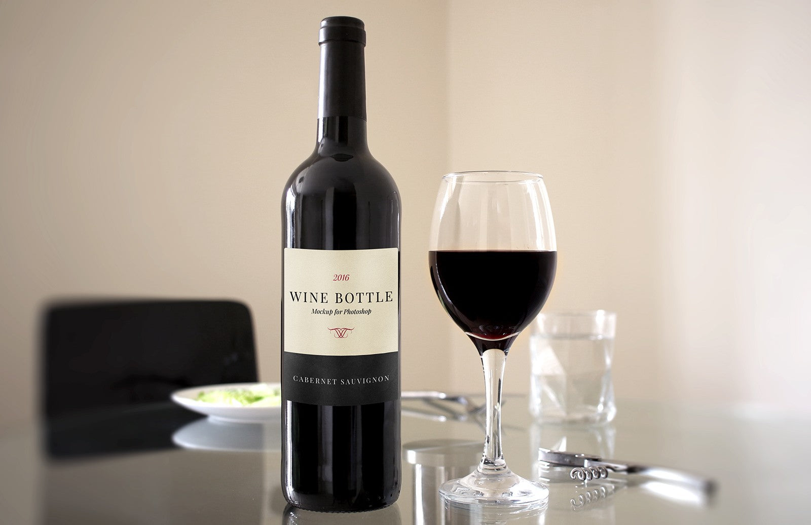 Red Wine Bottle Scene Mockup