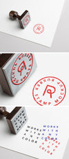 Wood and Metallic Vintage Rubber Stamp Logo PSD MockUp