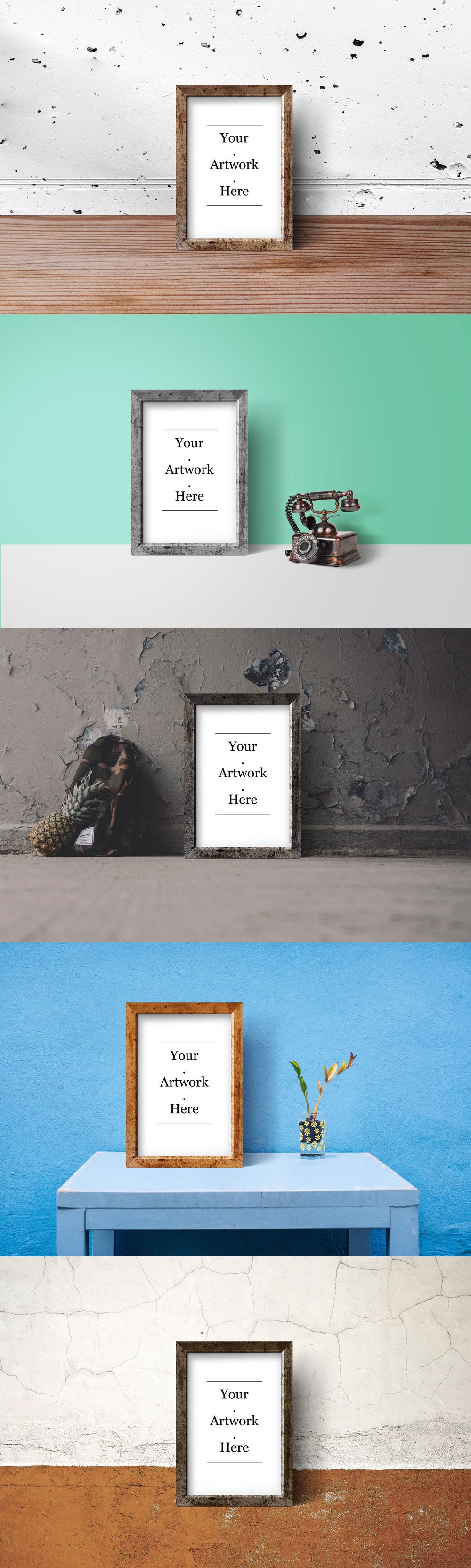 Rustic Wood Frame PSD Mockups