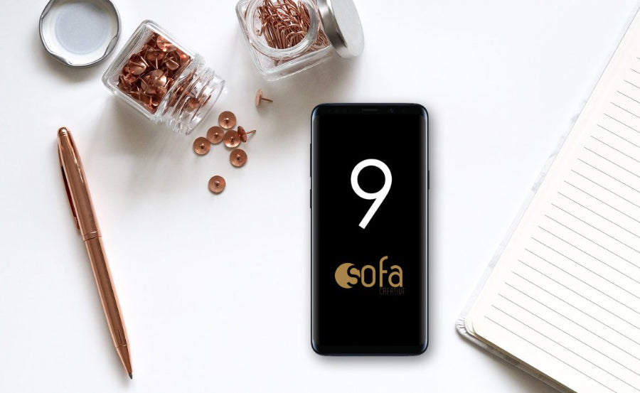 Samsung Galaxy S9 Mockup Office Table Scene