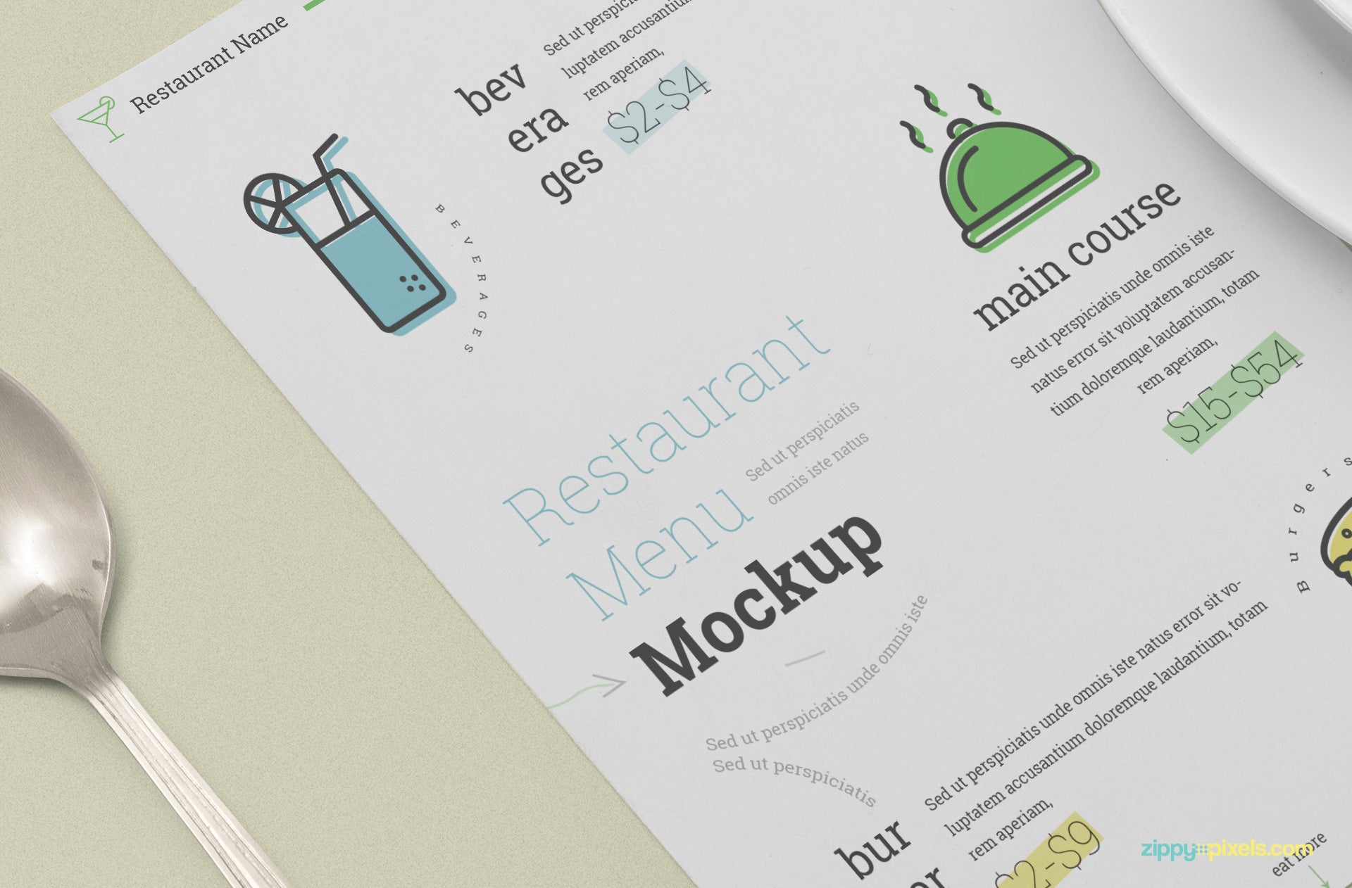 Restaurant Menu Card Mockup