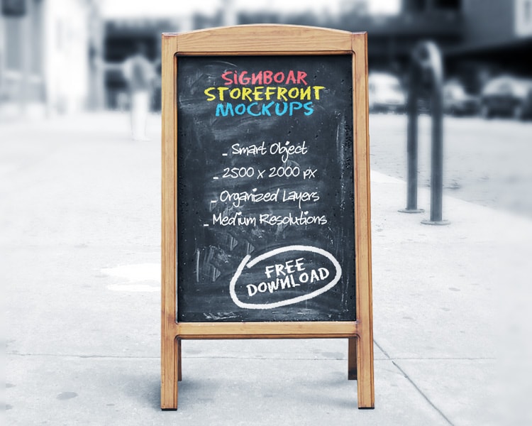Signboard Restaurant Chalkboard Mockups
