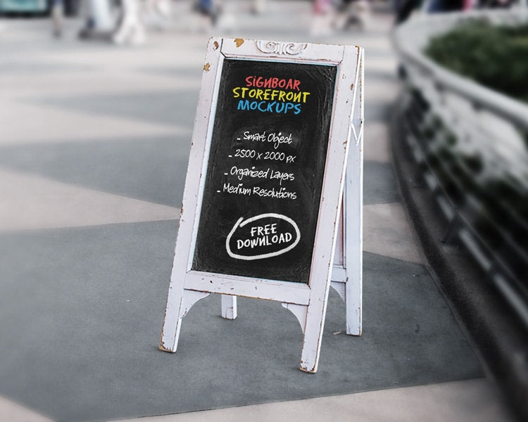 Signboard Restaurant Chalkboard Mockups