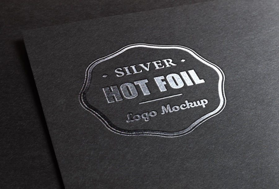Silver Stamping Foil Logo Psd MockUp