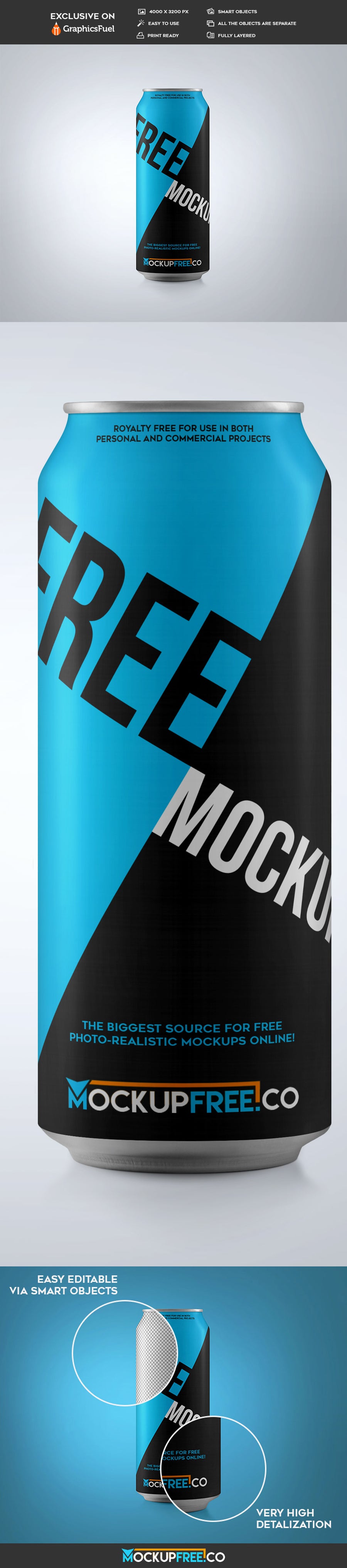 Tall Soda Can Mockup PSD