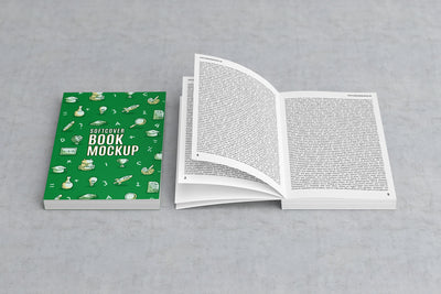 White Opened Softcover Book PSD Mockup