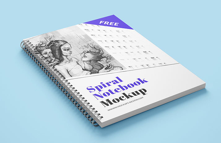 5 x Spiral Notebook Mockups (Multiple Views)
