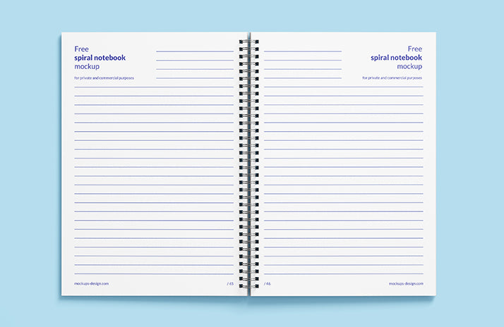 5 x Spiral Notebook Mockups (Multiple Views)