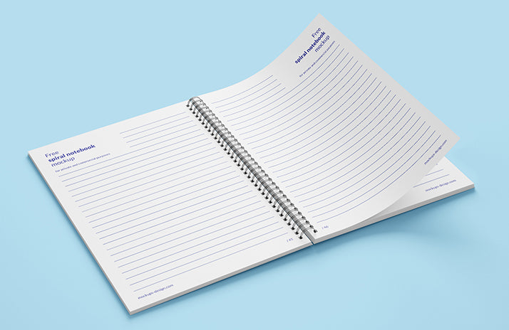 5 x Spiral Notebook Mockups (Multiple Views)