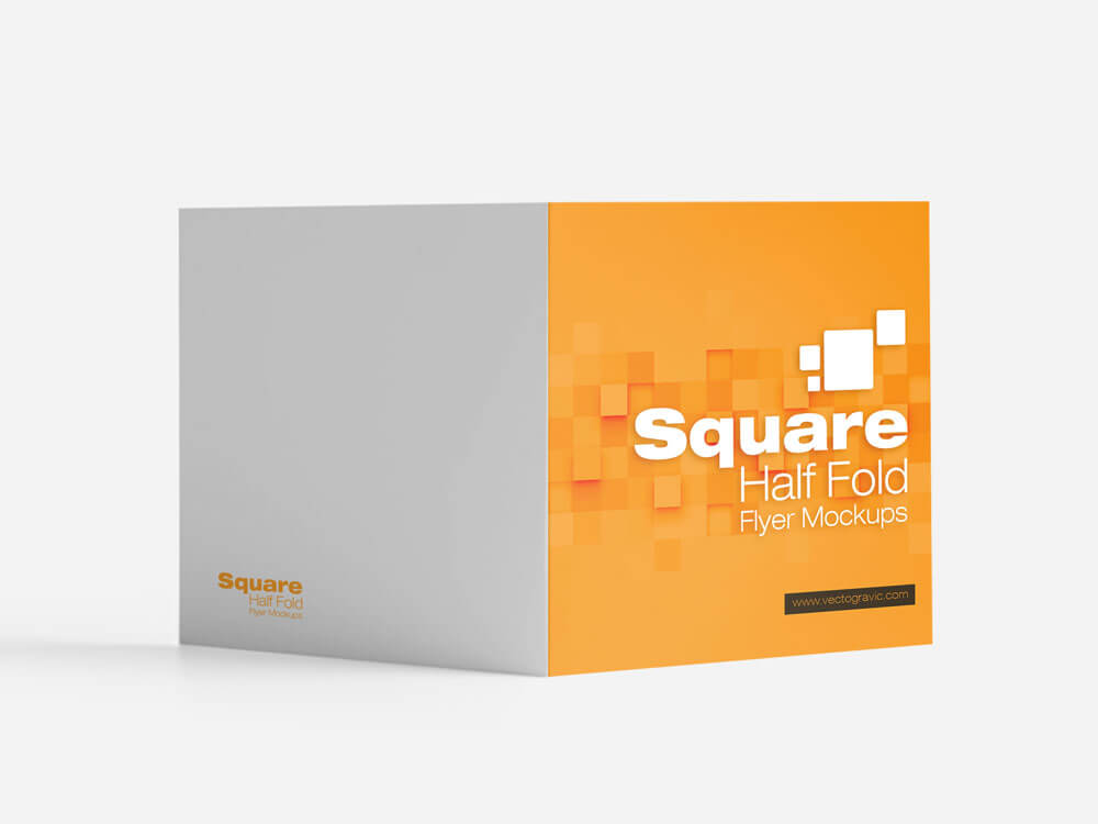 Square Half Fold Brochure Mockups