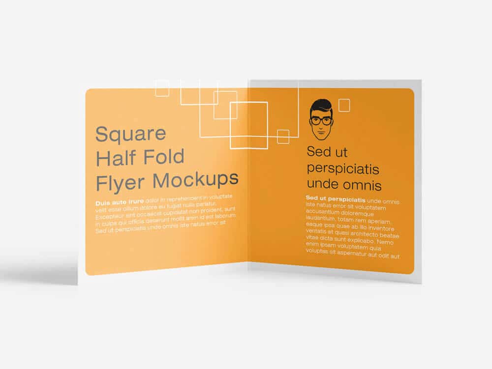 Square Half Fold Brochure Mockups